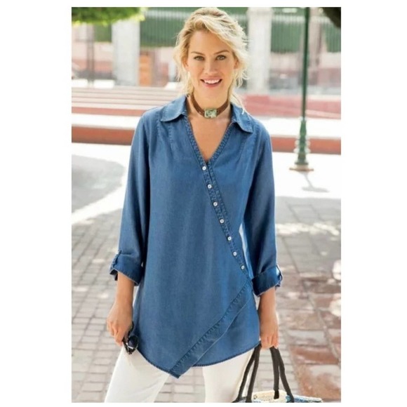 Soft Surroundings Denim Tencel Tunic Top Size XS - Picture 1 of 8